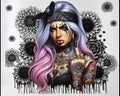 #1 Tattoo girl, middle finger 24 ounce wrap