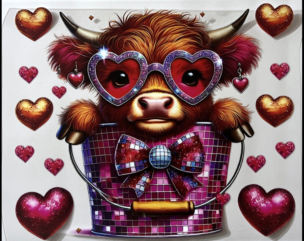 Highland cow disco ball 24 ounce wrap