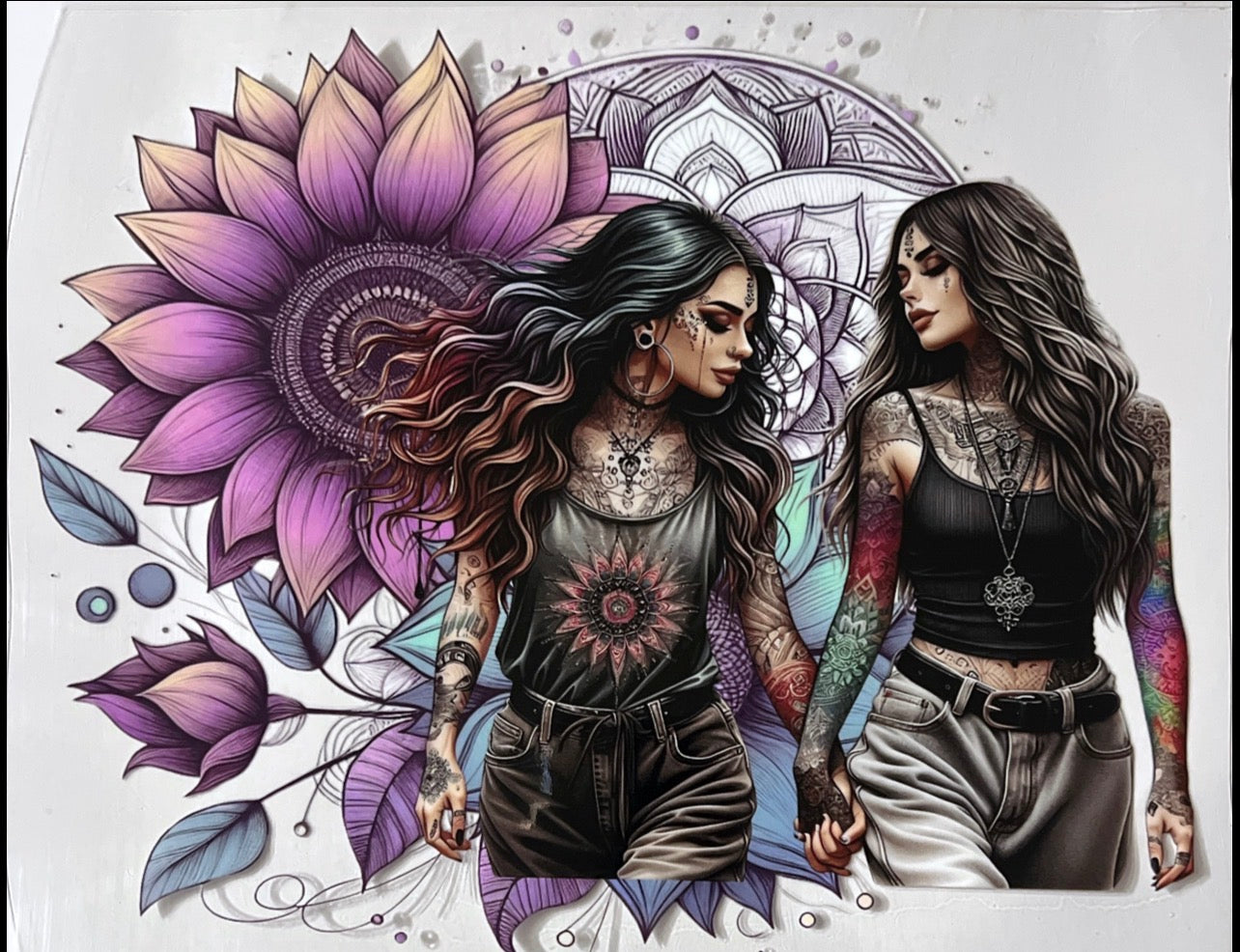 #1 Tattoo girls holding hands 24 ounce wrap