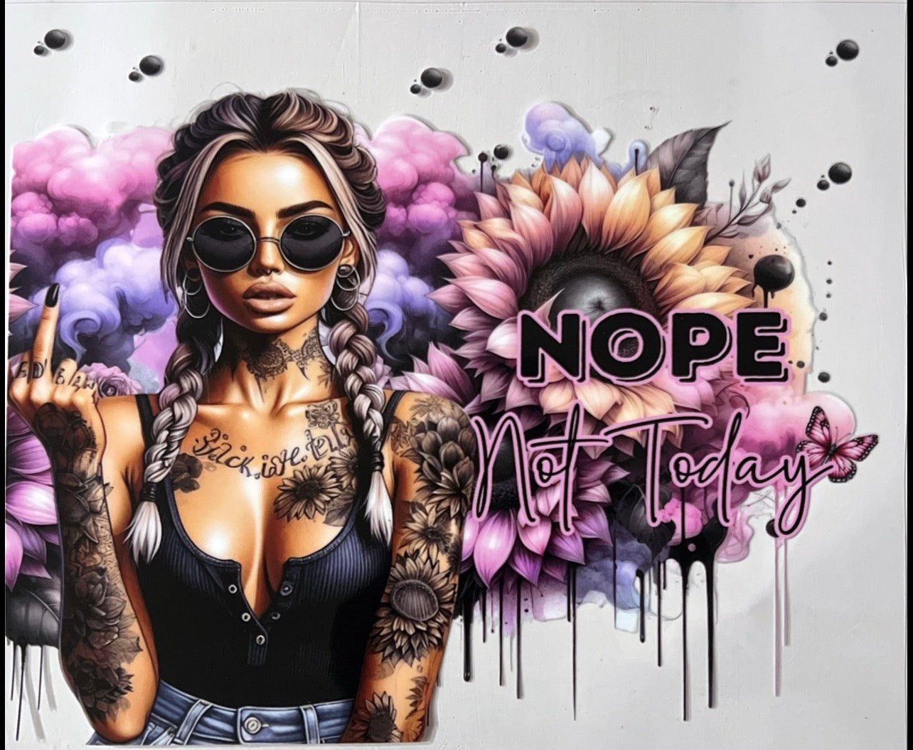 #1 Tattoo girl nope not today 24 ounce wrap