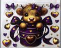 #1 Highland cow purple and gold 24 ounce