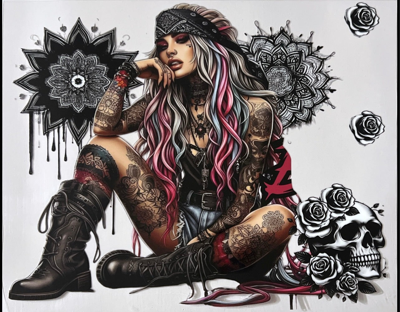 Tattoo girl skeleton 24 ounce wrap