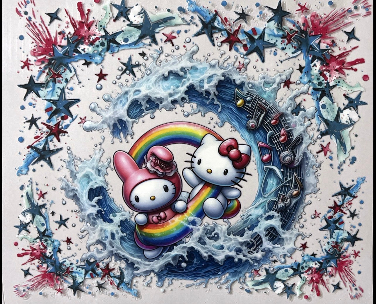 Hello Kitty, rainbow music notes, 24 ounce wrap
