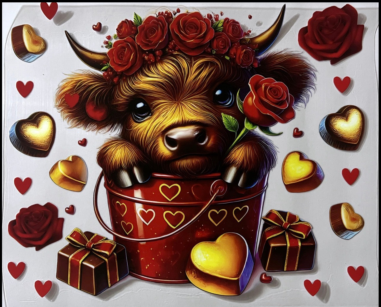 #1 Highland cow red rose 24 ounce wrap