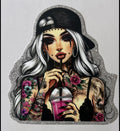 #1 tattoo girl drink small decal